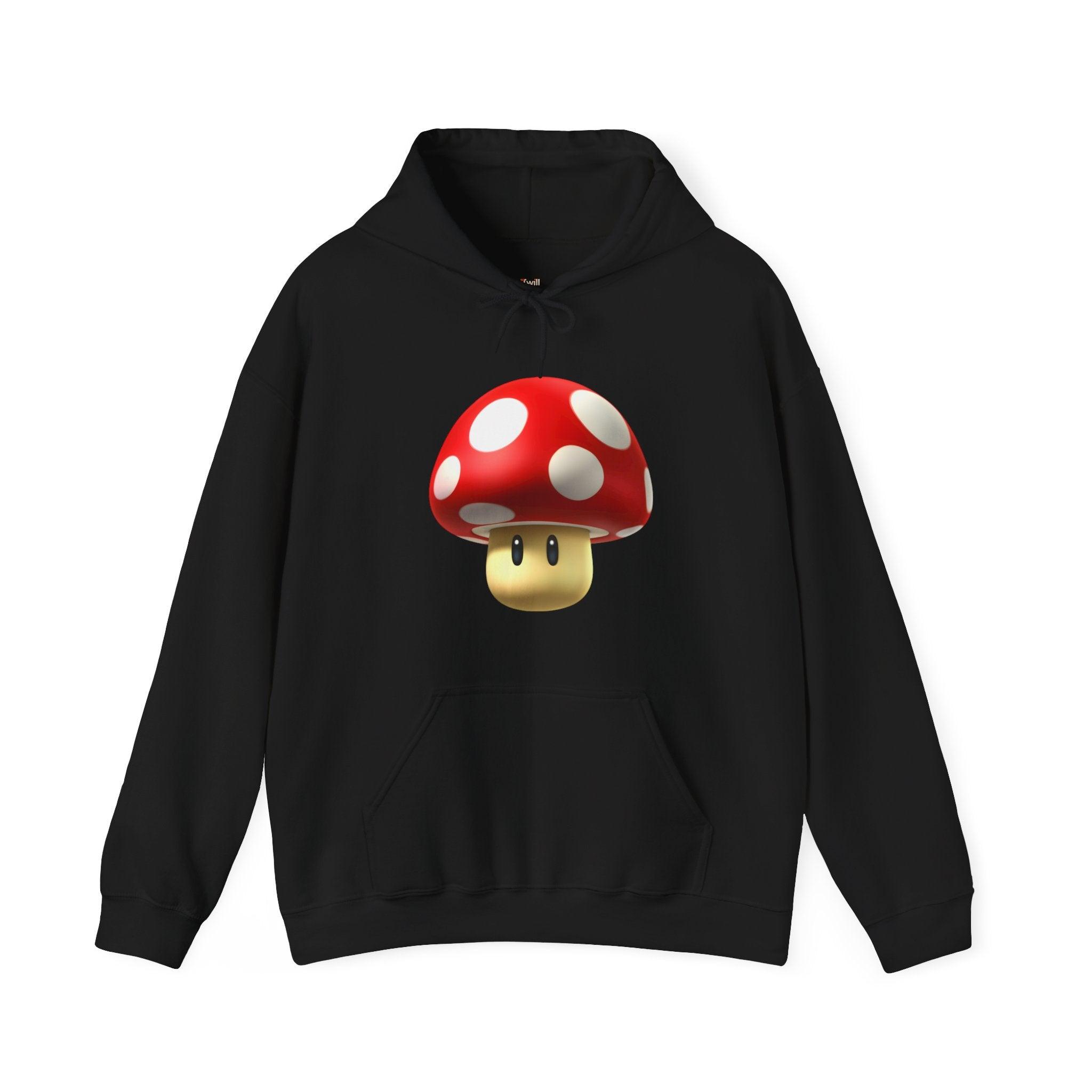 Mario Power-Up Mushroom Hoodie | Black Twill Tees